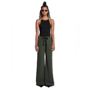 Stutterheim Jarla Green Wide-Leg Waterproof Rain Pants